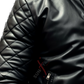 Quilted Black Bomber Leather Jacket For Men