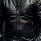 Black Bomber Leather Jacket For Men