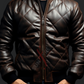 Real Sheepskin Quilted Dark Brown Bomber Leather Jacket For Men