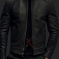 Sheepskin Matt Black Cafe Racer Leather Jacket For Men