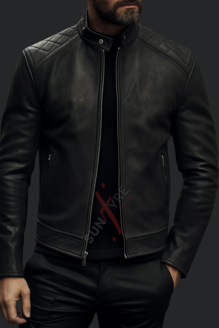 Matte black leather jacket best sale