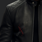 Black Cafe Racer Leather Jacket For Men