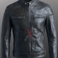 Austin Sheepskin Black Cafe Racer Leather Jacket For Men