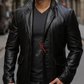 Original Sheepskin Black Body Fit Leather Blazer For Men (SF591)
