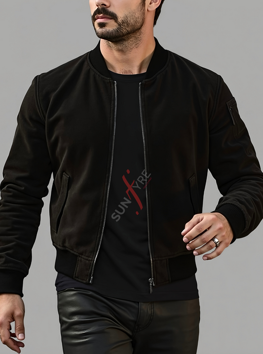 Daniel Nubuk Black Bomber Leather Jacket For Men (SF620)