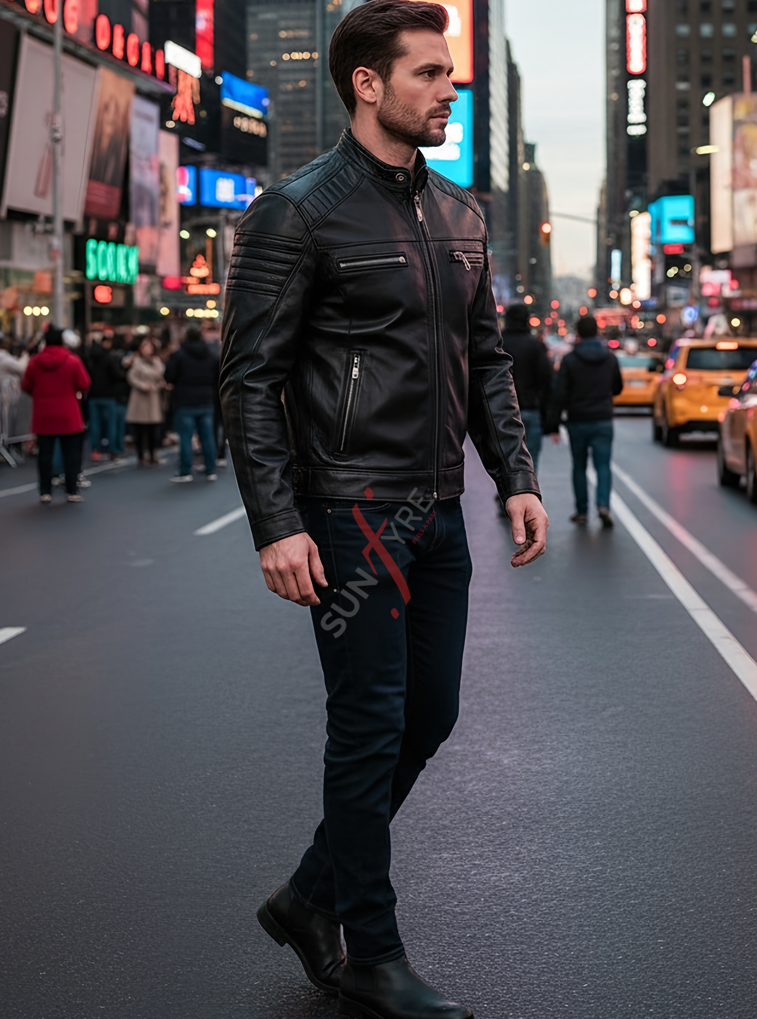 Austin Black Cafe Racer Leather Jacket For Men (SF118)