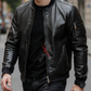 Black Bomber Leather Jacket For Men Lambskin (SF104)
