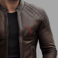 Original Sheepskin Cafe Racer Brown Leather Biker Jacket For Men