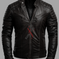 Dodge Sheepskin Black Cafe Racer Leather Jacket For Men (SF536)