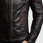 Real Sheepskin Distressed Cafe Racer Brown Leather Biker Jacket 