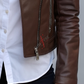Dark Brown Asymmetrical Biker Leather Jacket For Women