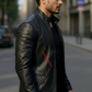 Brasca Black Leather Blazer Jacket For Men (SF596)