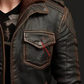 Dark Brown Bomber Leather Jacket For Men