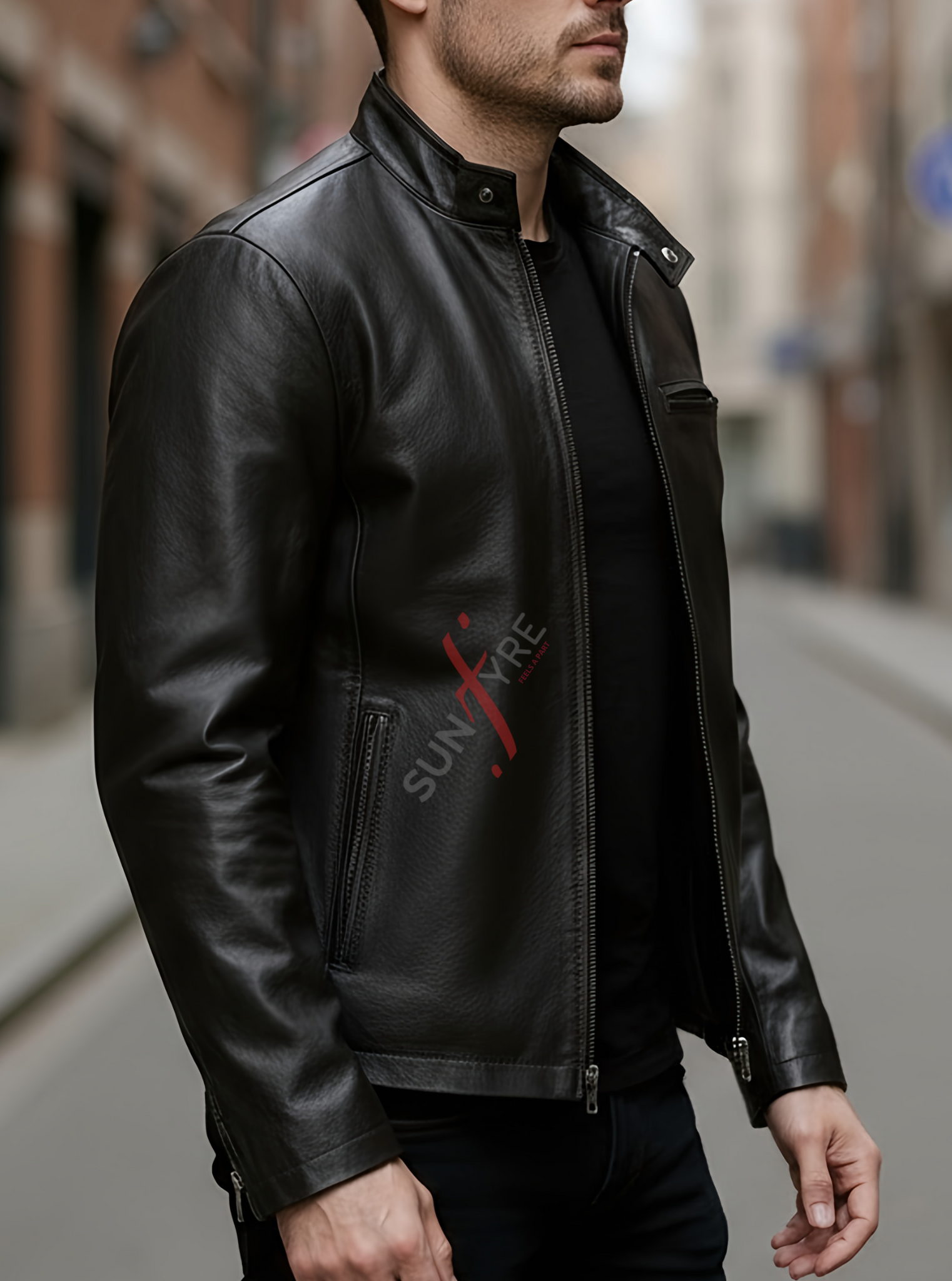 Viktor Black Racer Leather Jacket For Men (SF572)