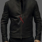 Matt Black Cafe Racer Leather Jacket For Men Sheepskin (SF624)