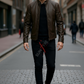 Brock Coffee Brown Racer Leather Jacket For Men (SF558)
