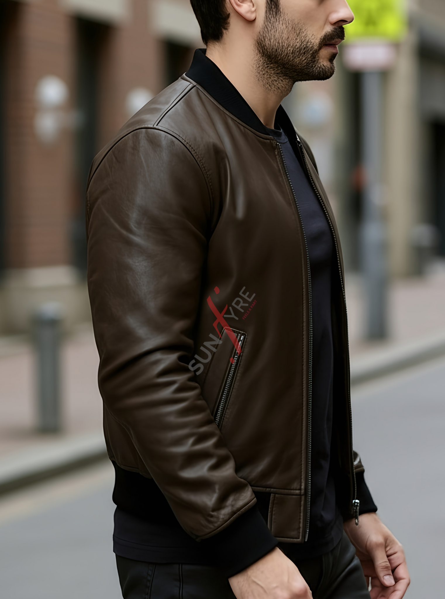 Daniel Coffee Brown Bomber Leather Jacket For Men (SF619)