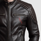 Black Cafe Racer Leather Jacket For Men