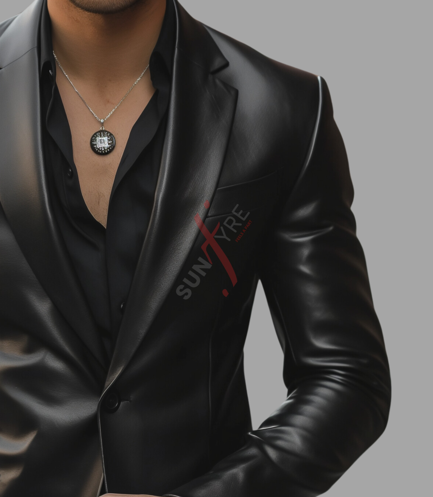 Real Lambskin Black Leather Blazer For Men