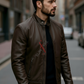 Brock Coffee Brown Racer Leather Jacket For Men (SF558)