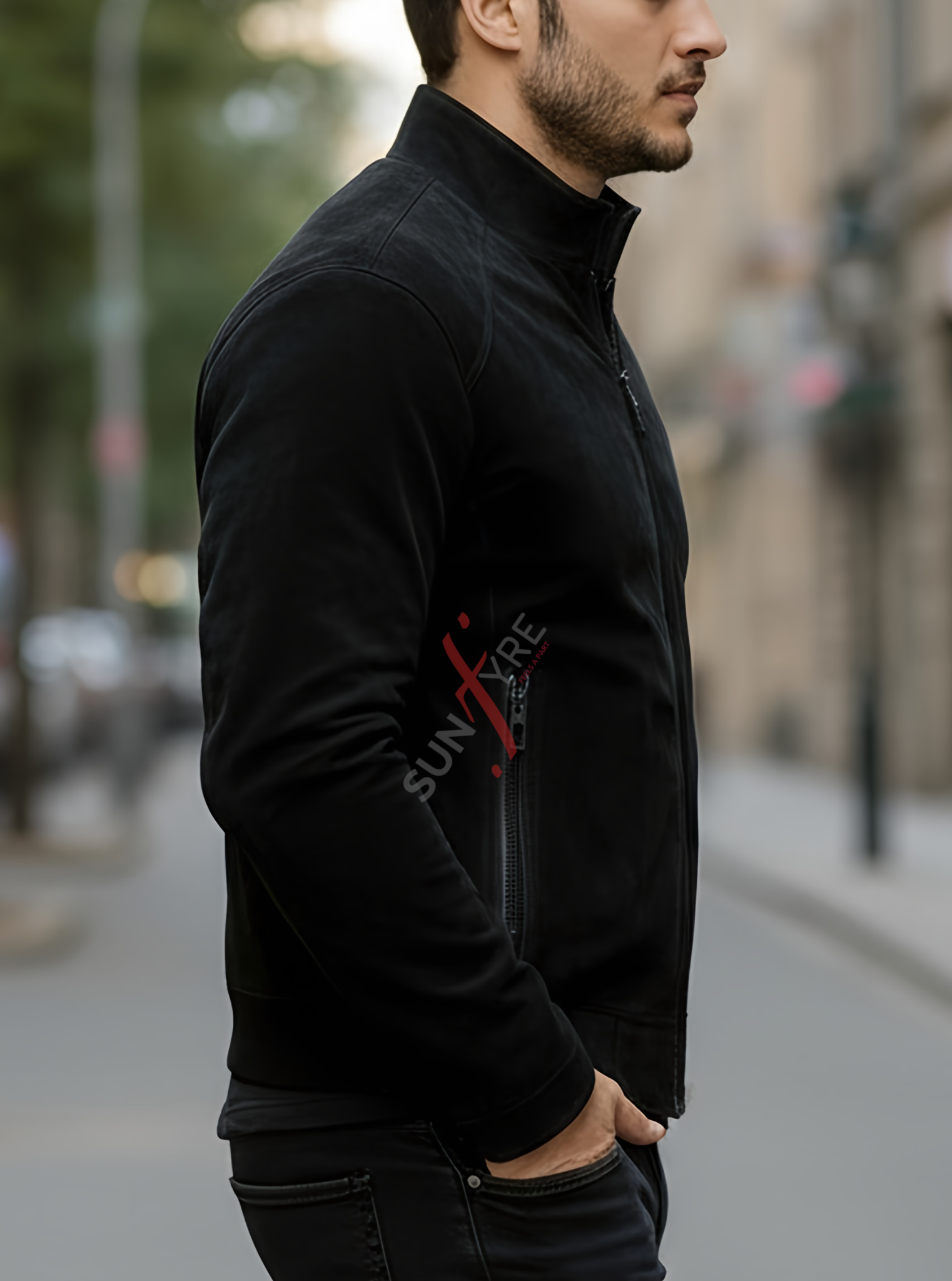 Ethan Black Bomber Leather Jacket For Men (SF540)