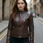 Brown Leather Jacket For Women 