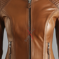 Real Lambskin Tan Cafe Racer Leather Jacket