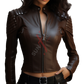 Real Sheepskin Short Dark Brown Slim Fit Leather Jacket For Women