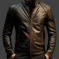 Real Sheepskin Brown Classic Biker Leather Jacket For Men