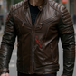 Rock Brown quilted Leather Jacket For Men (SF585)