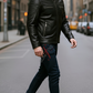 Austin Black Cafe Racer Leather Jacket For Men (SF118)