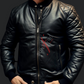 Real Sheepskin Black Bomber Leather Jacket 