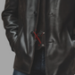 Black Leather Car Coat For Men