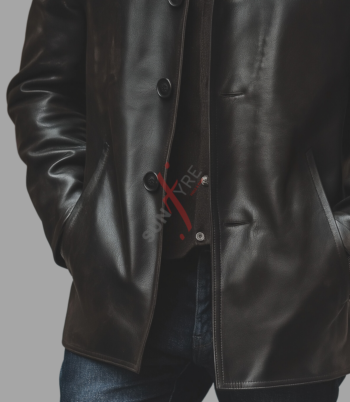 Black Leather Car Coat For Men