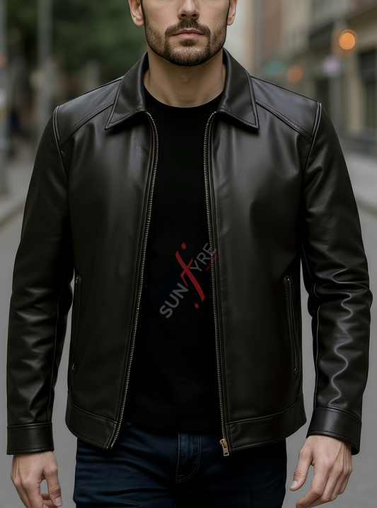 Conor Black Leather Jacket For Men (SF576)