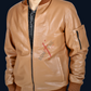 Original Lambskin Cognac Bomber Leather Jacket For Men (SF699)