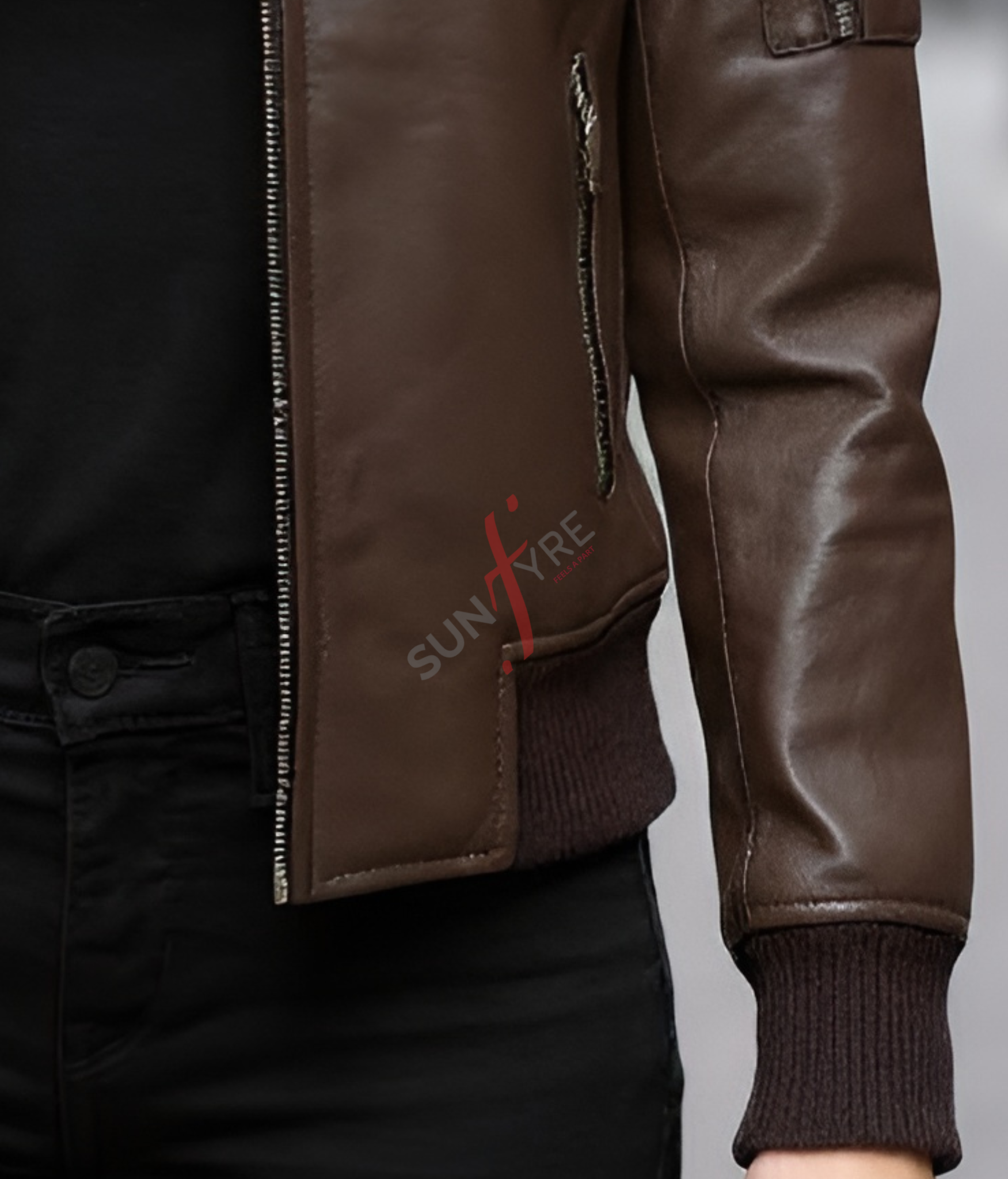 Dark Brown Bomber Leather Jacket For Women