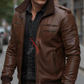 Chestnut Brown Bomber Leather Jacket For Men (SF524)
