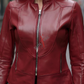 Women’s Racer Distressed Burgundy Leather Jacket 