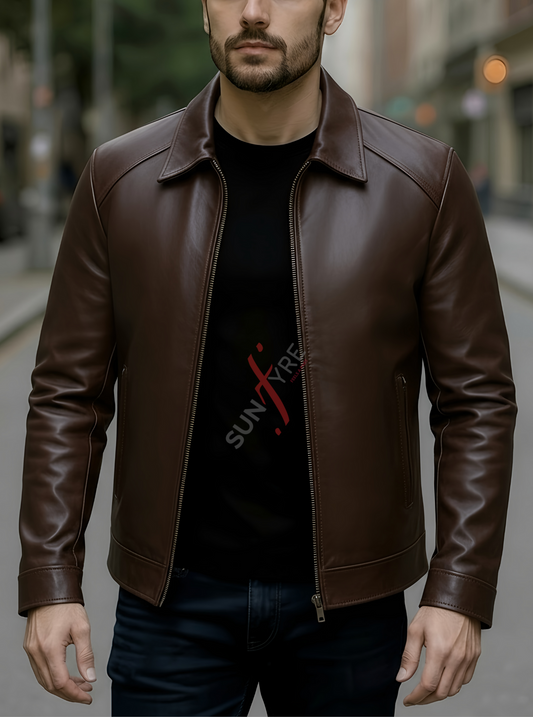 Conor Dark Brown Leather Jacket For Men (SF586)