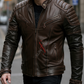 Rock Brown quilted Leather Jacket For Men (SF585)