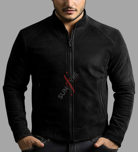 Ethan Black Bomber Leather Jacket For Men (SF540)