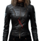 Black leather biker jacket for women 