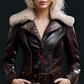 Real Sheepskin Two Tone Belted Shearling Motorcycle Leather Jacket For Women