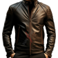 Real Sheepskin Brown Classic Biker Leather Jacket For Men