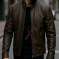 Brock Coffee Brown Racer Leather Jacket For Men (SF558)