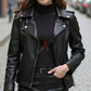 Asymmetrical Black Sheepskin Leather Jacket For Women (SF391)