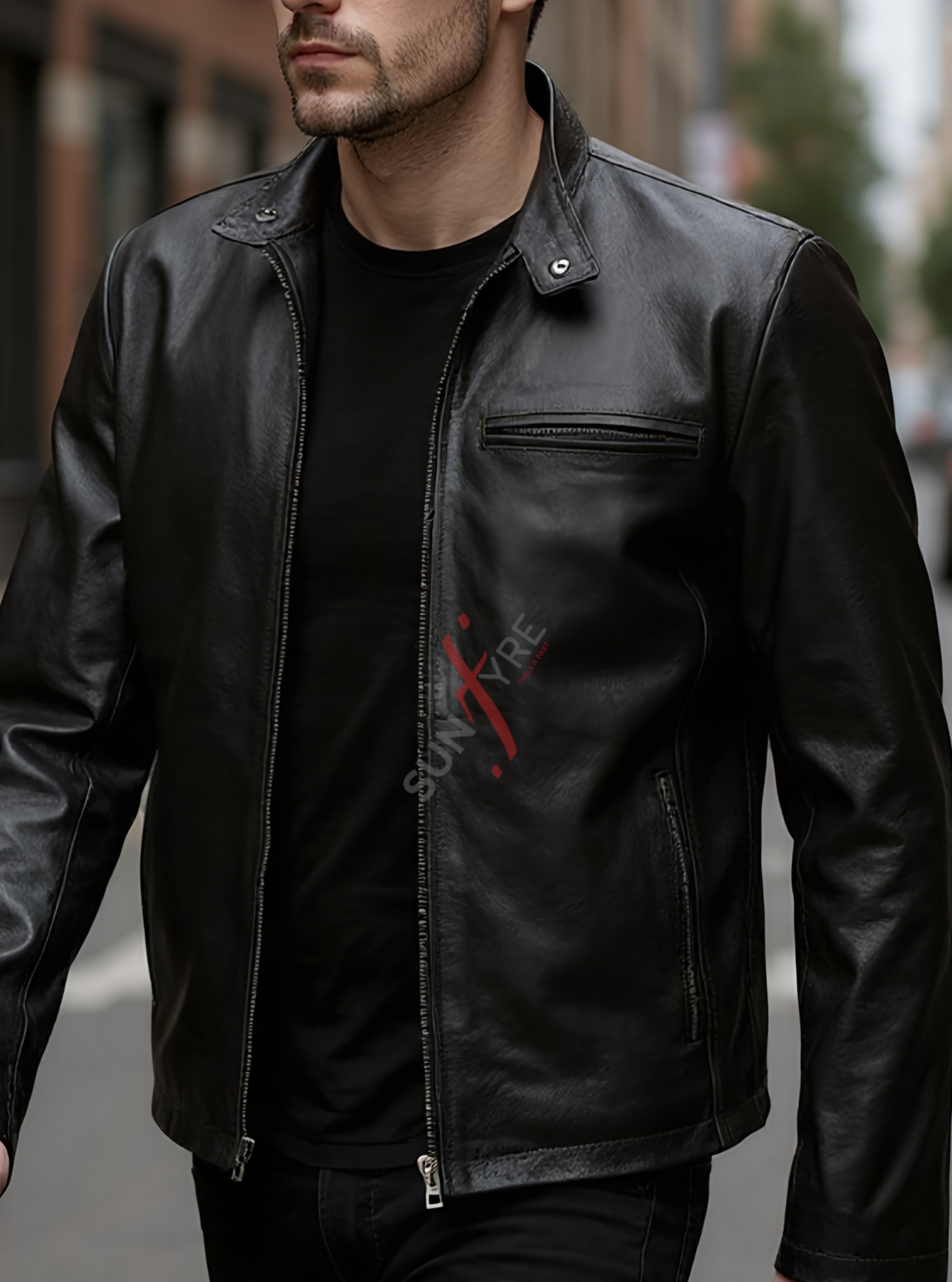 Viktor Black Racer Leather Jacket For Men (SF572)