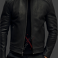 Sheepskin Matt Black Cafe Racer Leather Jacket For Men