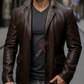 Distressed Brown Leather Blazer For Men Real Sheepskin (SF537)